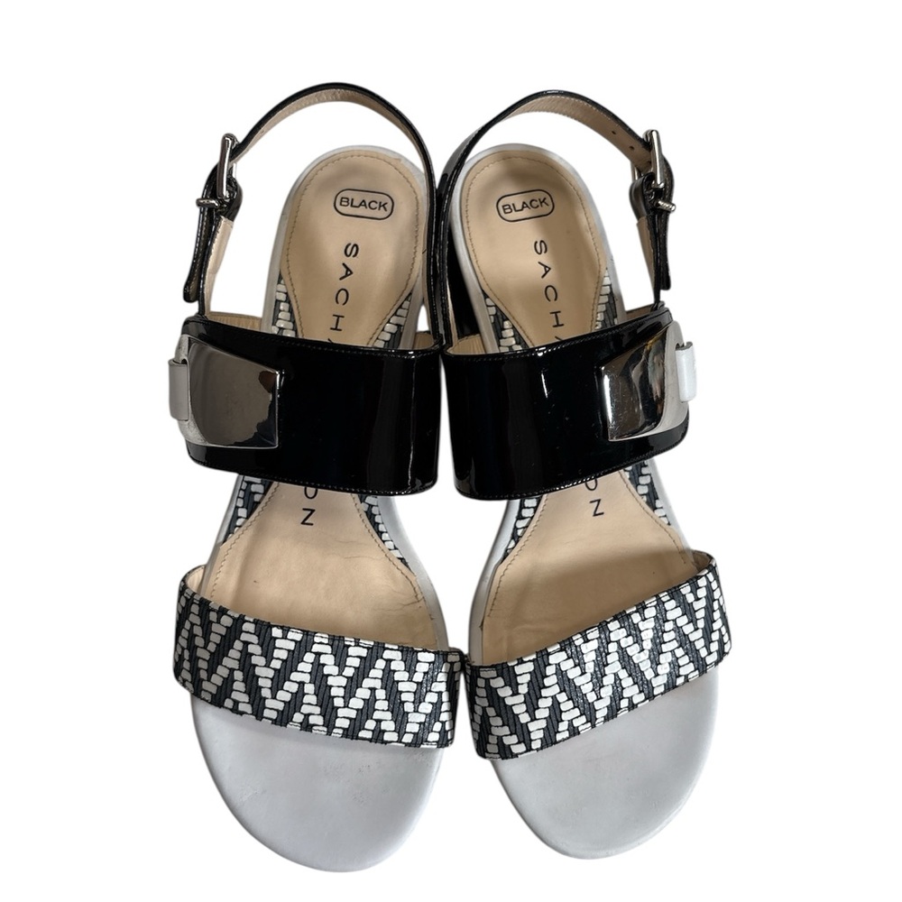 Sacha London Black and white Patterned Sandals,Hand Made in Spain,Size 38